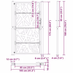 vidaXL Garden Gate 105x180 cm Weathering Steel Flame Design fence gate - weathering steel/brown, 105 x 180 cm/light design - Additional view 10