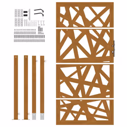 vidaXL Garden Gate 105x180 cm Weathering Steel Flame Design fence gate - weathering steel/brown, 105 x 180 cm/light design - Additional view 4