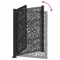 vidaXL Garden Gate 105x180 cm Weathering Steel Flame Design fence gate - steel/black, 105 x 130 cm/leaf design - Additional view 6