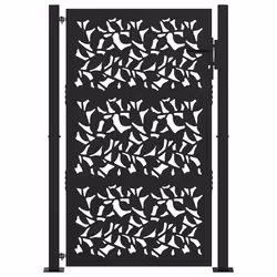vidaXL Garden Gate 105x180 cm Weathering Steel Flame Design fence gate - steel/black, 105 x 155 cm/leaf design - Additional view 2