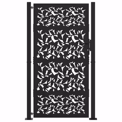 vidaXL Garden Gate 105x180 cm Weathering Steel Flame Design fence gate - steel/black, 105 x 180 cm/leaf design - Additional view 2