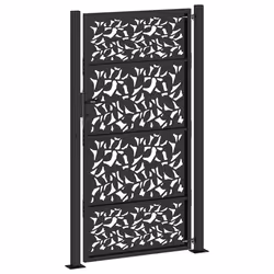 vidaXL Garden Gate 105x180 cm Weathering Steel Flame Design fence gate - steel/black, 105 x 180 cm/leaf design - Additional view 5