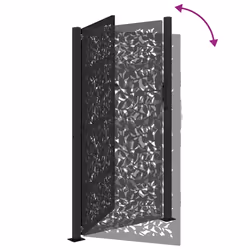 vidaXL Garden Gate 105x180 cm Weathering Steel Flame Design fence gate - steel/black, 105 x 180 cm/leaf design - Additional view 6