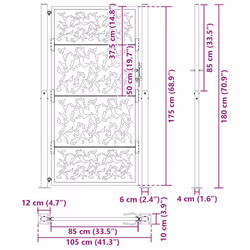 vidaXL Garden Gate 105x180 cm Weathering Steel Flame Design fence gate - steel/black, 105 x 180 cm/leaf design - Additional view 8