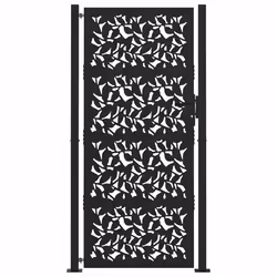 vidaXL Garden Gate 105x180 cm Weathering Steel Flame Design fence gate - steel/black, 105 x 205 cm/leaf design - Additional view 2