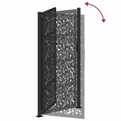 vidaXL Garden Gate 105x180 cm Weathering Steel Flame Design fence gate - steel/black, 105 x 205 cm/leaf design - Additional view 6