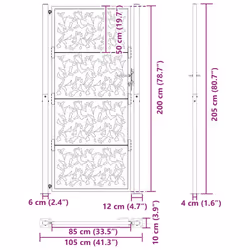 vidaXL Garden Gate 105x180 cm Weathering Steel Flame Design fence gate - steel/black, 105 x 205 cm/leaf design - Additional view 8