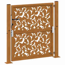 vidaXL Garden Gate 105x180 cm Weathering Steel Flame Design fence gate - weathering steel/brown, 105 x 105 cm/leaf design - Additional view 6