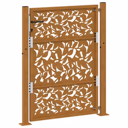 vidaXL Garden Gate 105x180 cm Weathering Steel Flame Design fence gate - weathering steel/brown, 105 x 130 cm/leaf design - Additional view 6
