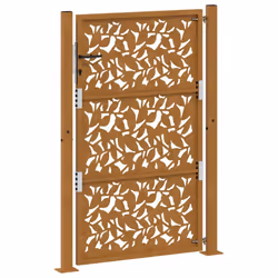 vidaXL Garden Gate 105x180 cm Weathering Steel Flame Design fence gate - weathering steel/brown, 105 x 155 cm/leaf design - Additional view 6