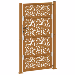 vidaXL Garden Gate 105x180 cm Weathering Steel Flame Design fence gate - weathering steel/brown, 105 x 180 cm/leaf design - Additional view 6