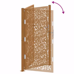 vidaXL Garden Gate 105x180 cm Weathering Steel Flame Design fence gate - weathering steel/brown, 105 x 180 cm/leaf design - Additional view 7