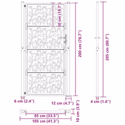 vidaXL Garden Gate 105x180 cm Weathering Steel Flame Design fence gate - weathering steel/brown, 105 x 205 cm/leaf design - Additional view 10
