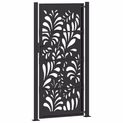vidaXL Garden Gate 105x180 cm Weathering Steel Flame Design fence gate - steel/black, 105 x 205 cm/wave design - Additional view 5