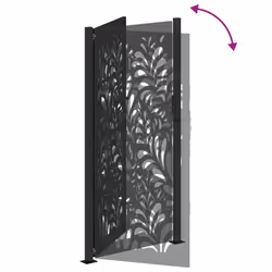 vidaXL Garden Gate 105x180 cm Weathering Steel Flame Design fence gate - steel/black, 105 x 205 cm/wave design - Additional view 6