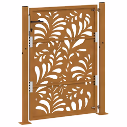 vidaXL Garden Gate 105x180 cm Weathering Steel Flame Design fence gate - weathering steel/brown, 105 x 130 cm/wave design - Additional view 6