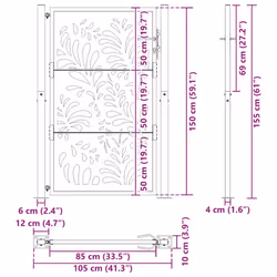 vidaXL Garden Gate 105x180 cm Weathering Steel Flame Design fence gate - weathering steel/brown, 105 x 155 cm/wave design - Additional view 3