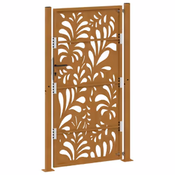 vidaXL Garden Gate 105x180 cm Weathering Steel Flame Design fence gate - weathering steel/brown, 105 x 180 cm/wave design - Additional view 6