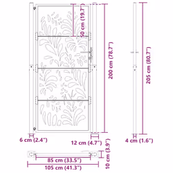 vidaXL Garden Gate 105x180 cm Weathering Steel Flame Design fence gate - weathering steel/brown, 105 x 205 cm/wave design - Additional view 3