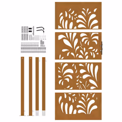 vidaXL Garden Gate 105x180 cm Weathering Steel Flame Design fence gate - weathering steel/brown, 105 x 205 cm/wave design - Additional view 4