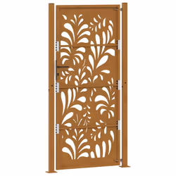 vidaXL Garden Gate 105x180 cm Weathering Steel Flame Design fence gate - weathering steel/brown, 105 x 205 cm/wave design - Additional view 6
