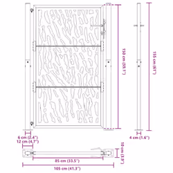 vidaXL Garden Gate 105x180 cm Weathering Steel Flame Design fence gate - steel/black, 105 x 155 cm/trace design - Additional view 8