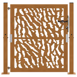 vidaXL Garden Gate 105x180 cm Weathering Steel Flame Design fence gate - weathering steel/brown, 105 x 105 cm/trace design - Additional view 2