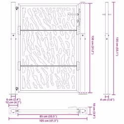 vidaXL Garden Gate 105x180 cm Weathering Steel Flame Design fence gate - weathering steel/brown, 105 x 130 cm/trace design - Additional view 10