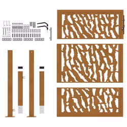 vidaXL Garden Gate 105x180 cm Weathering Steel Flame Design fence gate - weathering steel/brown, 105 x 130 cm/trace design - Additional view 4