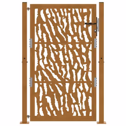 vidaXL Garden Gate 105x180 cm Weathering Steel Flame Design fence gate - weathering steel/brown, 105 x 155 cm/trace design - Additional view 2