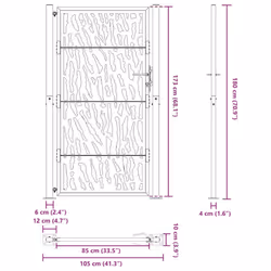 vidaXL Garden Gate 105x180 cm Weathering Steel Flame Design fence gate - weathering steel/brown, 105 x 180 cm/trace design - Additional view 3