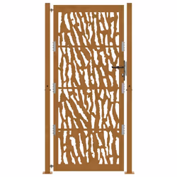 vidaXL Garden Gate 105x180 cm Weathering Steel Flame Design fence gate - weathering steel/brown, 105 x 205 cm/trace design - Additional view 2