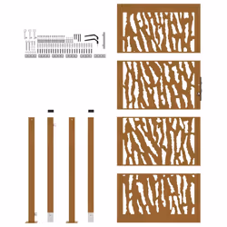 vidaXL Garden Gate 105x180 cm Weathering Steel Flame Design fence gate - weathering steel/brown, 105 x 205 cm/trace design - Additional view 4