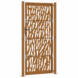 vidaXL Garden Gate 105x180 cm Weathering Steel Flame Design fence gate - weathering steel/brown, 105 x 205 cm/trace design - Additional view 6