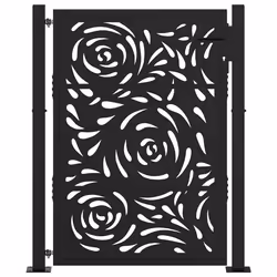 vidaXL Garden Gate 105x180 cm Weathering Steel Flame Design fence gate - steel/black, 105 x 130 cm/flame design - Additional view 2