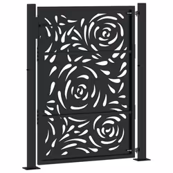 vidaXL Garden Gate 105x180 cm Weathering Steel Flame Design fence gate - steel/black, 105 x 130 cm/flame design - Additional view 5