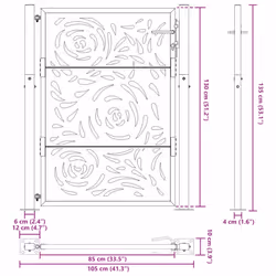 vidaXL Garden Gate 105x180 cm Weathering Steel Flame Design fence gate - steel/black, 105 x 130 cm/flame design - Additional view 8
