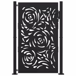 vidaXL Garden Gate 105x180 cm Weathering Steel Flame Design fence gate - steel/black, 105 x 155 cm/flame design - Additional view 2