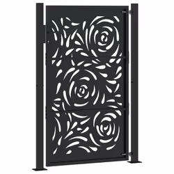 vidaXL Garden Gate 105x180 cm Weathering Steel Flame Design fence gate - steel/black, 105 x 155 cm/flame design - Additional view 5