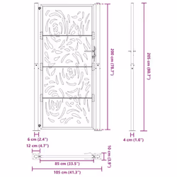 vidaXL Garden Gate 105x180 cm Weathering Steel Flame Design fence gate - steel/black, 105 x 205 cm/flame design - Additional view 3