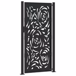 vidaXL Garden Gate 105x180 cm Weathering Steel Flame Design fence gate - steel/black, 105 x 205 cm/flame design - Additional view 5