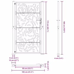 vidaXL Garden Gate 105x180 cm Weathering Steel Flame Design fence gate - weathering steel/brown, 105 x 180 cm/flame design - Additional view 3