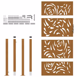 vidaXL Garden Gate 105x180 cm Weathering Steel Flame Design fence gate - weathering steel/brown, 105 x 180 cm/flame design - Additional view 4