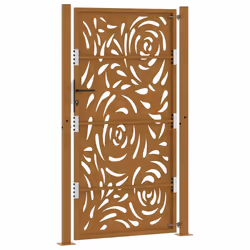 vidaXL Garden Gate 105x180 cm Weathering Steel Flame Design fence gate - weathering steel/brown, 105 x 180 cm/flame design - Additional view 6