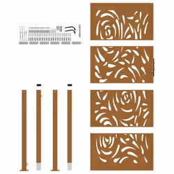vidaXL Garden Gate 105x180 cm Weathering Steel Flame Design fence gate - weathering steel/brown, 105 x 205 cm/flame design - Additional view 4