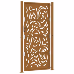 vidaXL Garden Gate 105x180 cm Weathering Steel Flame Design fence gate - weathering steel/brown, 105 x 205 cm/flame design - Additional view 6