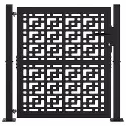 vidaXL Garden Gate 105x180 cm Weathering Steel Flame Design fence gate - steel/black, 105 x 106 cm/cross design - Additional view 2