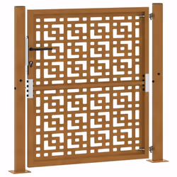 vidaXL Garden Gate 105x180 cm Weathering Steel Flame Design fence gate - weathering steel/brown, 105 x 105 cm/cross design - Additional view 6