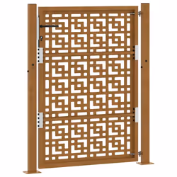 vidaXL Garden Gate 105x180 cm Weathering Steel Flame Design fence gate - weathering steel/brown, 105 x 130 cm/cross design - Additional view 6