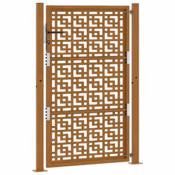 vidaXL Garden Gate 105x180 cm Weathering Steel Flame Design fence gate - weathering steel/brown, 105 x 155 cm/cross design - Additional view 6